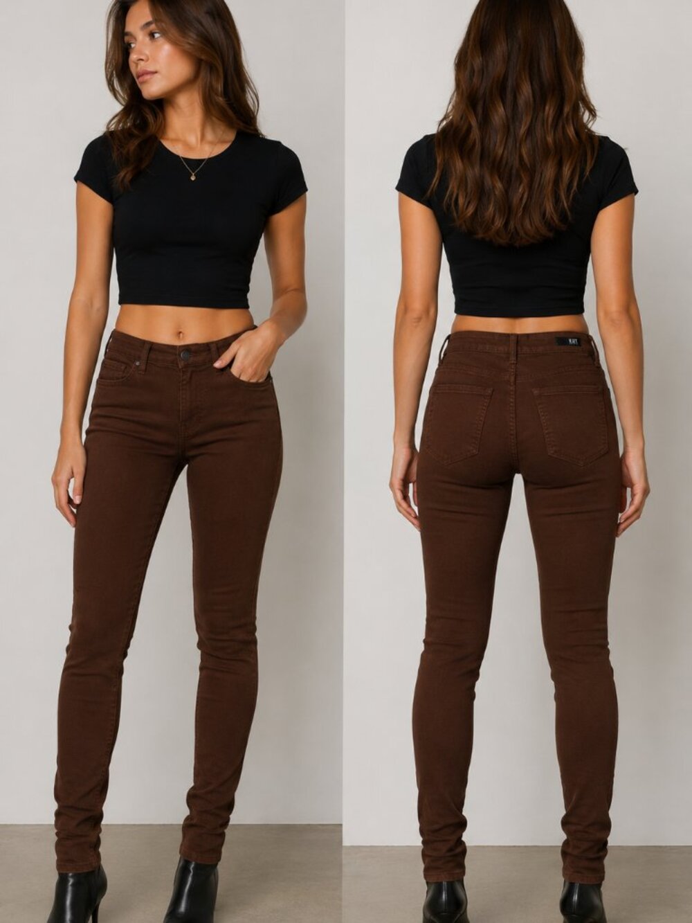 KUT from the Kloth Mia Toothpick Skinny Jeans Brown Women's Size 6 Stretch